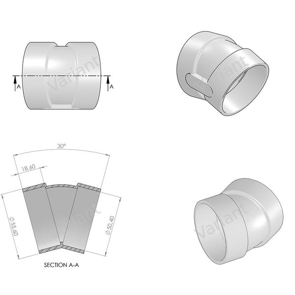 Elbow - 30° - cuff/cuff - white - Central Vac