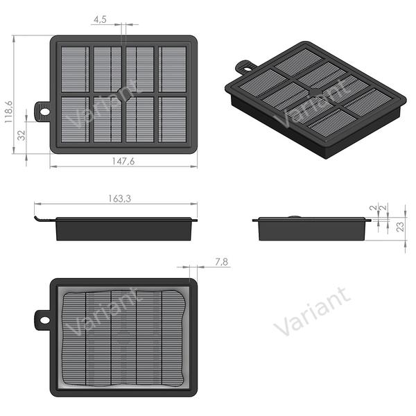 Filtre plissé plat - Philips/Aeg/Electrolux - HEPA - boîte