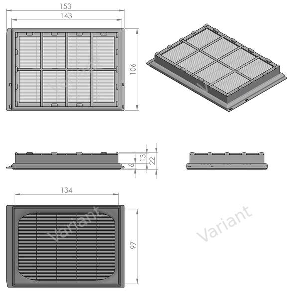 Filtre plissé plat - Bosch/Siemens VZ54000 - HEPA - boîte
