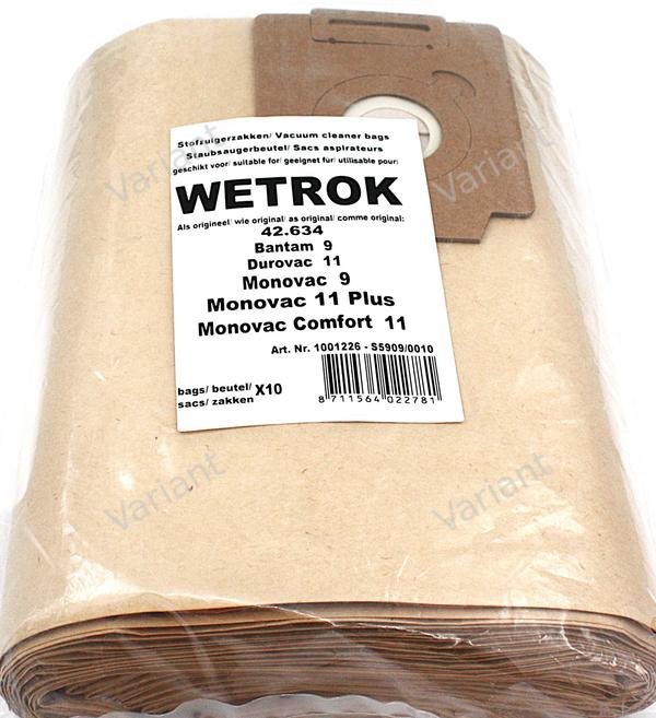 Paper - vacuum bags - Wetrok Bantam 9/Monovac 9/11 Plus - polybag